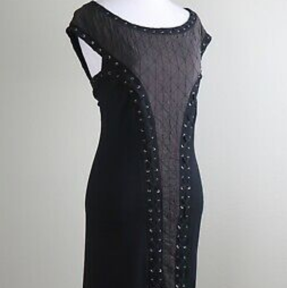 NWOT ALLSAINTS LACED QUILTING DRESS SILK BLACK SZ 6 STUNNING